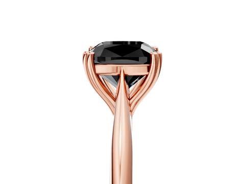 Rose gold Fancy Black Cushion Cut Solitaire Diamond Ring with Six-Prong Setting and Classic Band_5