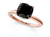 Rose gold Fancy Black Cushion Cut Solitaire Engagement Ring with Cathedral Band and Four-Prong Setting_1