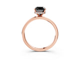 Rose gold Fancy Black Cushion Cut Solitaire Engagement Ring with Cathedral Band and Four-Prong Setting_3