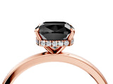 Rose gold Fancy Black Cushion Cut Solitaire Engagement Ring with Cathedral Band and Four-Prong Setting_4