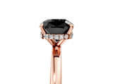 Rose gold Fancy Black Cushion Cut Solitaire Engagement Ring with Cathedral Band and Four-Prong Setting_5