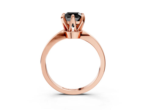 Rose gold Fancy Black Cushion Cut Solitaire Engagement Ring with Six-Prong Setting and Tapered Band_3