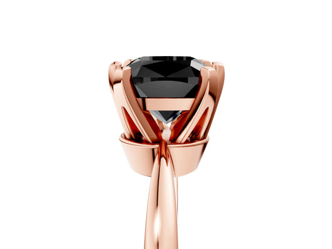 Rose gold Fancy Black Cushion Cut Solitaire Engagement Ring with Six-Prong Setting and Tapered Band_5