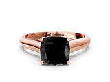 Rose gold Fancy Black Cushion Cut Solitaire Engagement Ring with Tapered Band and Four-Prong Setting_3
