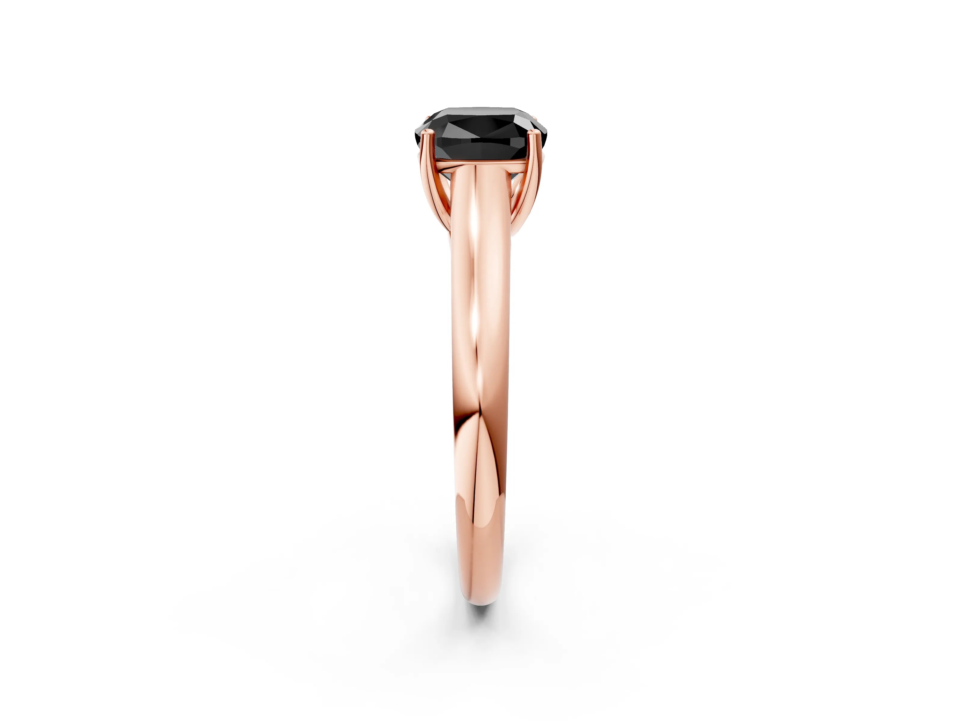 Rose gold Fancy Black Cushion Cut Solitaire Engagement Ring with Tapered Band and Four-Prong Setting_5