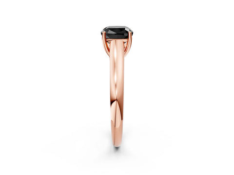 Rose gold Fancy Black Cushion Cut Solitaire Engagement Ring with Tapered Band and Four-Prong Setting_5