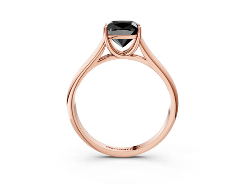 Rose gold Fancy Black Cushion Cut Solitaire Engagement Ring with Tapered Band and Four-Prong Setting_6