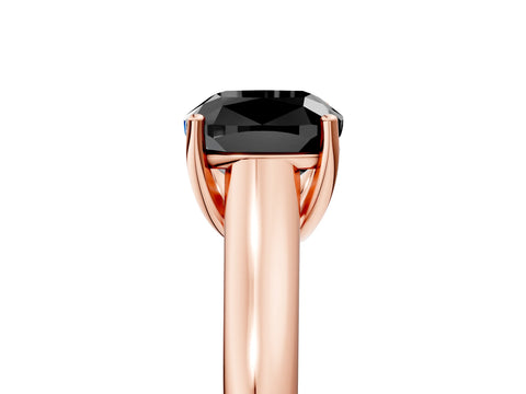 Rose gold Fancy Black Cushion Cut Solitaire Engagement Ring with Tapered Band and Four-Prong Setting_8