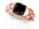 Rose gold Fancy Black Cushion Cut Solitaire Intertwined Band Prong Setting Ring_1