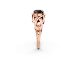 Rose gold Fancy Black Cushion Cut Solitaire Intertwined Band Prong Setting Ring_2