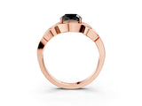 Rose gold Fancy Black Cushion Cut Solitaire Intertwined Band Prong Setting Ring_3