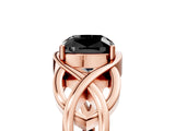 Rose gold Fancy Black Cushion Cut Solitaire Intertwined Band Prong Setting Ring_5