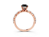 Rose gold Fancy Black Cushion Cut Solitaire Marquise Side Stone Prong Setting Ring_3