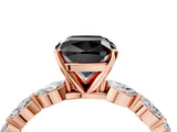 Rose gold Fancy Black Cushion Cut Solitaire Marquise Side Stone Prong Setting Ring_4