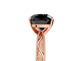 Rose gold Fancy Black Cushion Cut Solitaire Milgrain Engraved Band with Four-Prong Setting_5