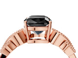 Rose gold Fancy Black Cushion Cut Solitaire Milgrain Leaf Band with Prong Setting_4
