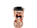 Rose gold Fancy Black Cushion Cut Solitaire Milgrain Leaf Band with Prong Setting_5