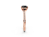 Rose gold Fancy Black Cushion Cut Solitaire Pavé Band with Four-Prong Setting_2