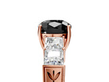 Rose gold Fancy Black Cushion Cut Solitaire Princess Side Stone Engraved Band Prong Setting Ring_5