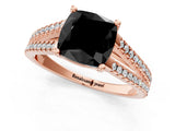 Rose gold Fancy Black Cushion Cut Solitaire Split Shank Pavé Diamond Engagement Ring_1