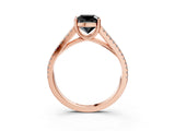 Rose gold Fancy Black Cushion Cut Solitaire Split Shank Pavé Diamond Engagement Ring_3