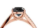 Rose gold Fancy Black Cushion Cut Solitaire Split Shank Pavé Diamond Engagement Ring_4