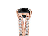 Rose gold Fancy Black Cushion Cut Solitaire Split Shank Pavé Diamond Engagement Ring_5