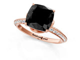 Rose gold Fancy Black Cushion Cut Solitaire Split Shank Pave Diamond Engagement Ring with Four-Prong Setting_25