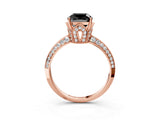 Rose gold Fancy Black Cushion Cut Solitaire Split Shank Pave Diamond Engagement Ring with Four-Prong Setting_27