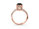 Rose gold Fancy Black Cushion Cut Solitaire Split Shank Pave Diamond Engagement Ring with Four-Prong Setting_3