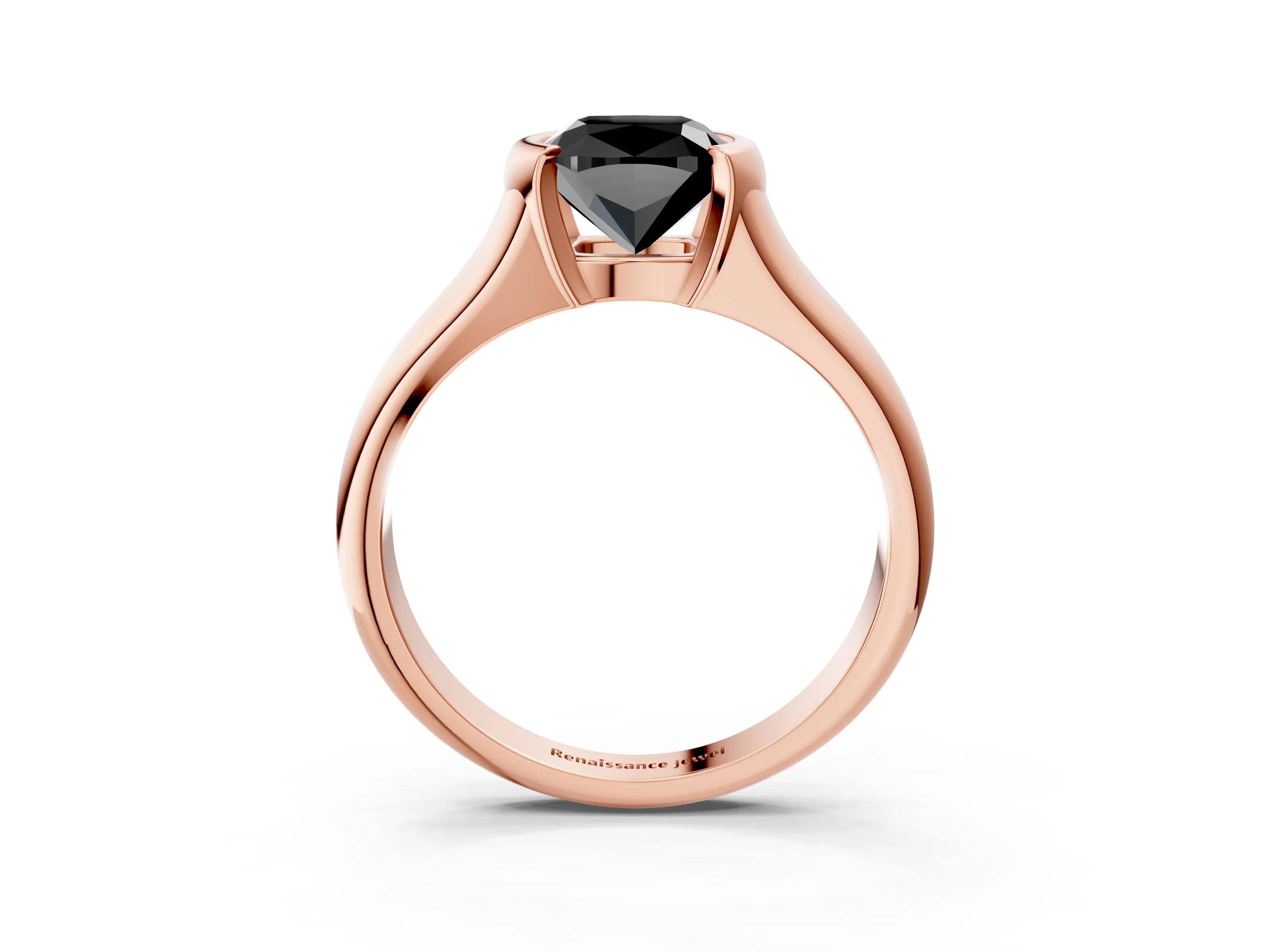 Rose gold Fancy Black Cushion Cut Solitaire Tension Set Diamond Ring with Split Shank Band_3