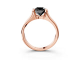 Rose gold Fancy Black Cushion Cut Solitaire Tension Set Diamond Ring with Split Shank Band_3
