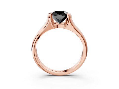 Rose gold Fancy Black Cushion Cut Solitaire Tension Set Diamond Ring with Split Shank Band_3