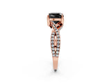 Rose gold Fancy Black Cushion Cut Solitaire Twist Pave Diamond Engagement Ring with Prong Setting_2