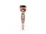 Rose gold Fancy Black Cushion Cut Solitaire Twist Pave Diamond Engagement Ring with Prong Setting_26