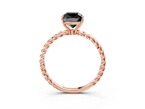 Rose gold Fancy Black Cushion Cut Solitaire Twisted Band 4-Prong Ring_3