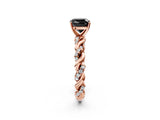 Rose gold Fancy Black Cushion Cut Solitaire Twisted Band with Pavé Accents and Four-Prong Setting_2