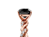 Rose gold Fancy Black Cushion Cut Solitaire Twisted Band with Pavé Accents and Four-Prong Setting_5