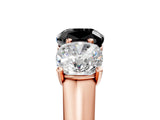 Rose gold Fancy Black Cushion Cut Three-Stone Diamond Ring with Prong Setting on a Classic Band_17