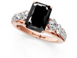 Rose gold Fancy Black Emerald Cut Brilliant Diamond Pavé Band with Six-Prong Setting_1