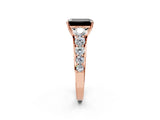 Rose gold Fancy Black Emerald Cut Brilliant Diamond Pavé Band with Six-Prong Setting_2