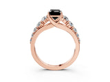Rose gold Fancy Black Emerald Cut Brilliant Diamond Pavé Band with Six-Prong Setting_3