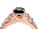 Rose gold Fancy Black Emerald Cut Brilliant Diamond Pavé Band with Six-Prong Setting_4