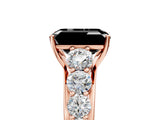 Rose gold Fancy Black Emerald Cut Brilliant Diamond Pavé Band with Six-Prong Setting_5