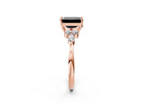 Rose gold Fancy Black Emerald Cut Brilliant Diamond Solitaire Ring with Pear Side Stones and Four-Prong Setting_5