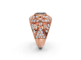 Rose gold Fancy Black Emerald Cut Brilliant Halo Pave Diamond Milgrain Ring_2