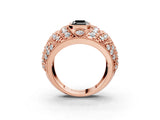 Rose gold Fancy Black Emerald Cut Brilliant Halo Pave Diamond Milgrain Ring_3