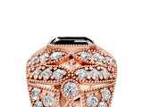Rose gold Fancy Black Emerald Cut Brilliant Halo Pave Diamond Milgrain Ring_5