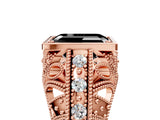 Rose gold Fancy Black Emerald Cut Brilliant Milgrain Filigree Diamond Ring with Square Prong Setting_5