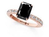 Rose gold Fancy Black Emerald Cut Brilliant Pavé Band Solitaire with Four-Prong Setting_1